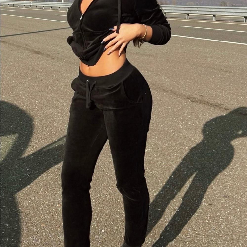 Women’s Fashion Nova Black Velour Jogger Set